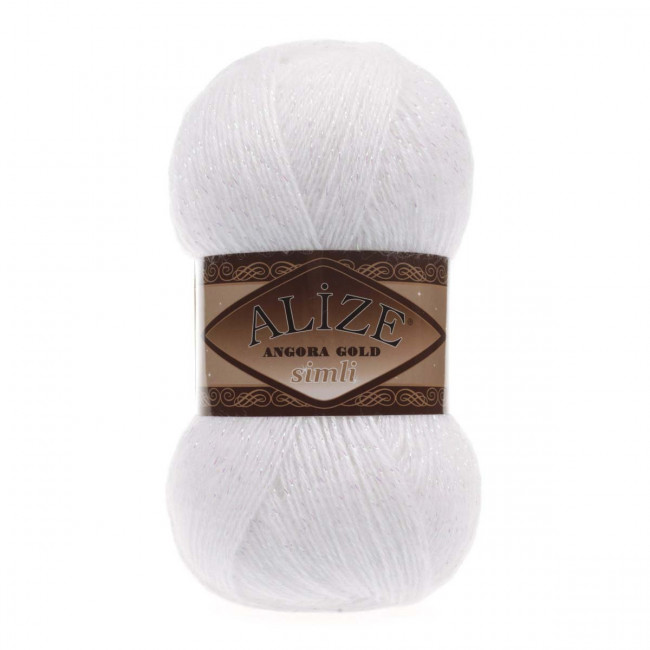 Angora Gold Simli (55 белый) Alize Пряжа Angora Gold Simli (55 белый) Alize Пряжа